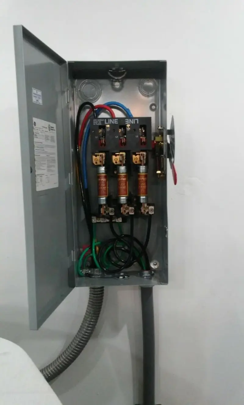 Three-phase disconnect switch installed for Smoke Detector Installation in Shamong