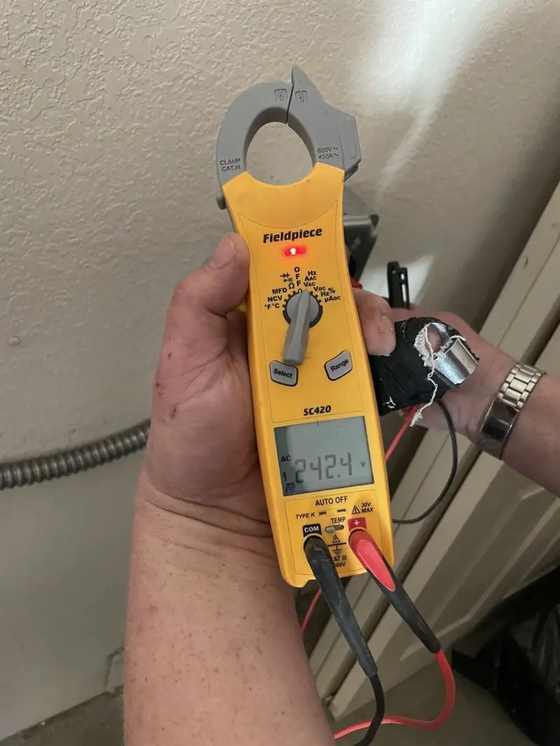 Voltage testing with clamp meter during Hot Tub / Pool Electrical Wiring in Shamong